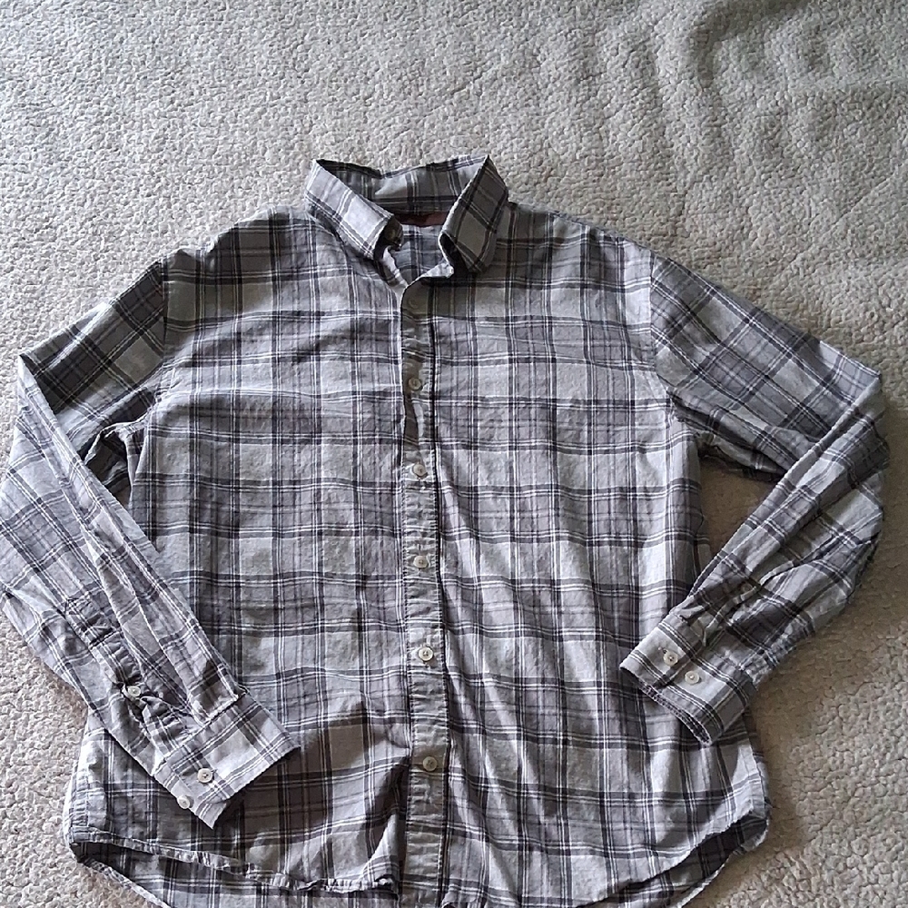 Perry Ellis Gray Casual Button Down Shirt